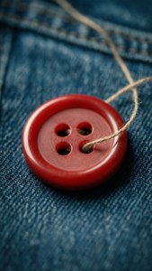 Red Button on Denim