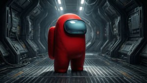 Red Crewmate in Spaceship