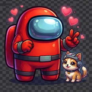 Red Crewmate with Pet