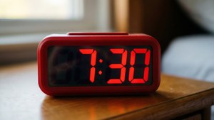 Red Digital Alarm Clock Macro