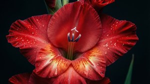 Red Gladiolus Dew Drops