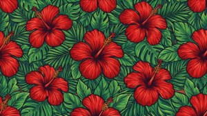 Red Hibiscus Pattern Tile