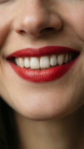 Red Lip Smile Closeup