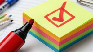 Red Marker and Sticky Notes