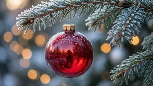 Red Ornament on Pine