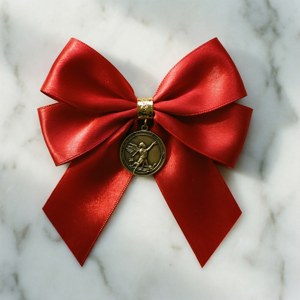 Red Ribbon Bow on Marble
