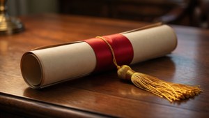 Red Ribbon Scroll Close-up