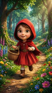 Red Riding Hood in Forest