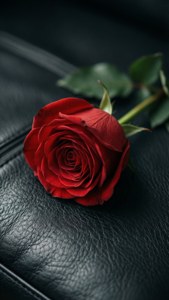 Red Rose on Black Leather