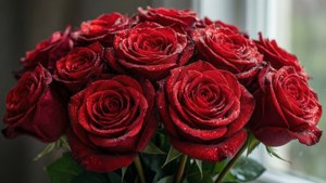 Red Roses Dew Drops
