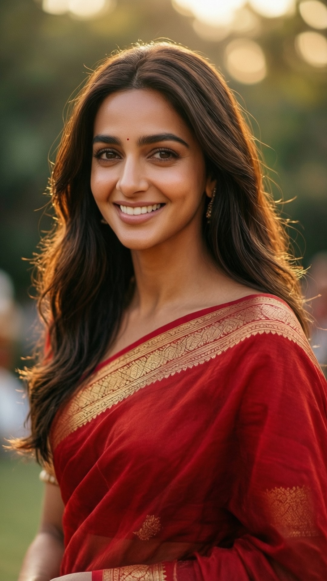Red Saree Elegance by Wallpapers.art Studio