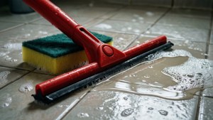Red Squeegee on Tiles