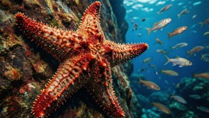 Red Starfish on Rock