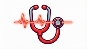 Red Stethoscope Heartbeat Line