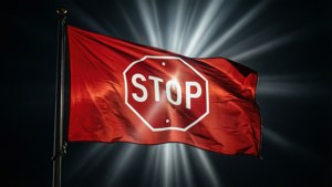 Red Stop Flag Dramatic
