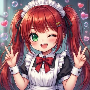 Red Twin Tails Maid