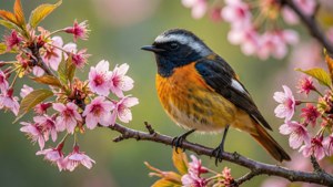 Redstart on Cherry Blossom