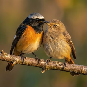 Redstart Pair at Sunset