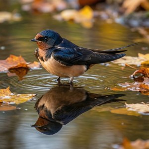 Reflected Swallow in Pond