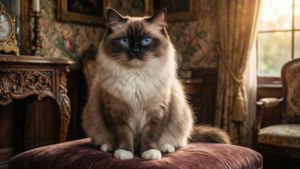 Regal Birman in Victorian Parlor