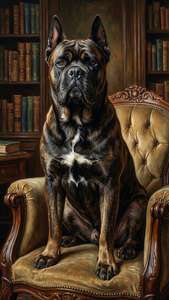Regal Cane Corso In Armchair
