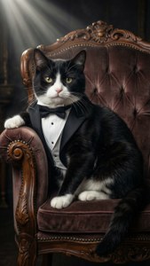 Regal Tuxedo Cat