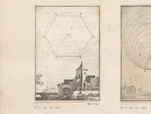 Regelmatige zeshoek met een kerk