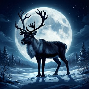 Reindeer and Full Moon