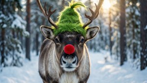 Reindeer in Grinch Hat
