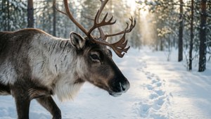 Reindeer in Snowy Forest