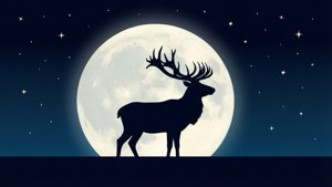 Reindeer Moon Silhouette