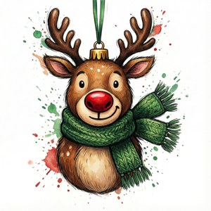 Reindeer Shaped Ornament Watercolor