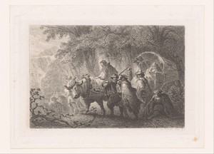 Reizende troep met ossenwagen