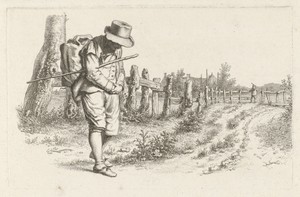 Reiziger op een landweg