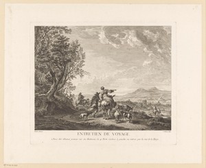 Reizigers in een landschap