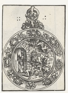 Reliekhouder in vorm van medaillon met Christus in hel
