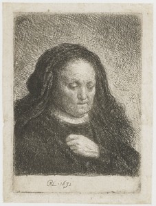 Rembrandts moeder met haar hand op de borst