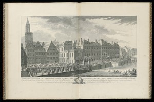 REPRÉSENTATION DE LA CEREMONIE DANS LAQUELLE LES VINS D’HONNEUR FURENT OFFERTS A SA MAJESTÉ LOUIS XV