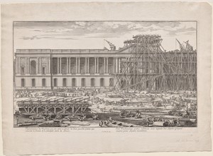 Representation des Machines qui ont servi à eslever les deux grandes pierres qui couvrent le fronton de la principale entrée du Louvre