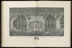 REPRESENTATION DES PRINCIPALES, FAÇADE, ENTRÉE, COUR, ET DE TOUT L’EDIFICE DU PALAIS EPISCOPAL, EN LE VILLE DE STRASBOURG