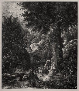 Rest on the Flight into Egypt with a Saddled Donkey