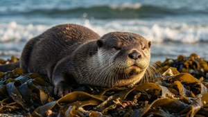 Resting Otter on Kelp