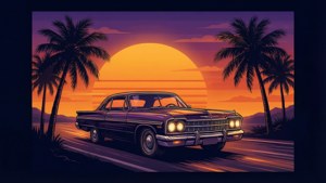 Retro Car Sunset