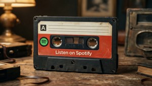 Retro Cassette with Spotify Sticker