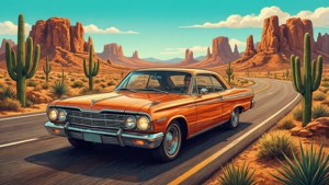 Retro Desert Drive Vector
