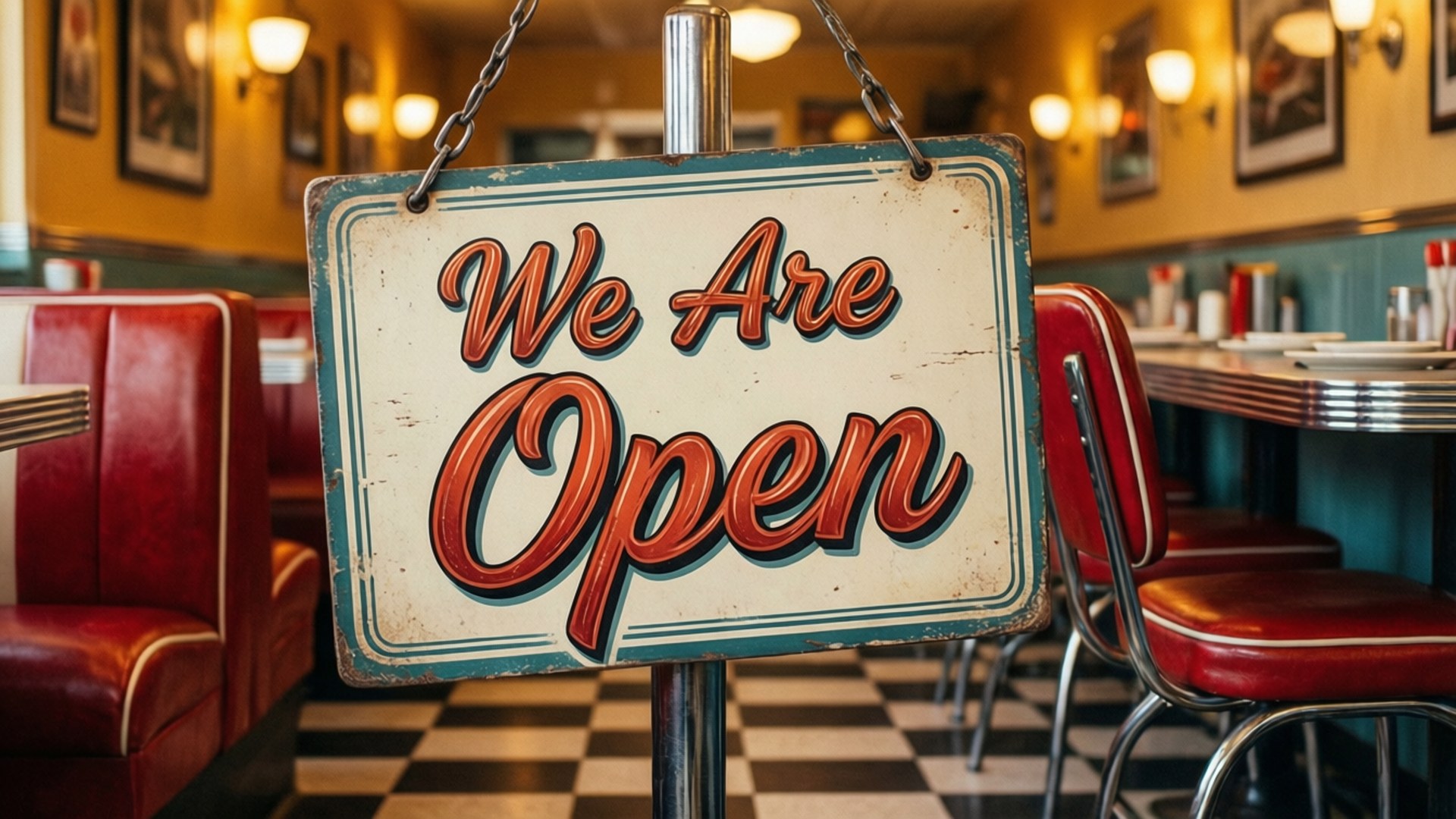 Retro Diner Open by Wallpapers.art Studio