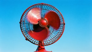 Retro Red Fan in Motion