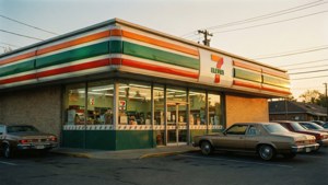 Retro Storefront Sunset
