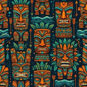 Retro Tiki Geometric Print