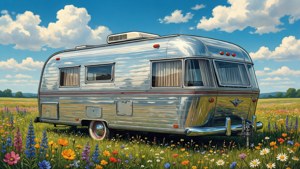 Retro Trailer Wildflowers